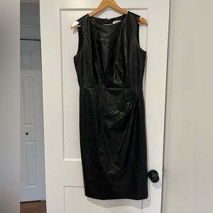Calvin Klein Pleather Black Sleeveless Dress